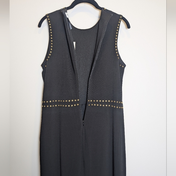 Black and Gold Studded Sleeveless Dress - Picture 4 of 6
